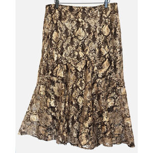 Vintage Andre Oliver Lace Snakeskin Print Maxi Skirt Size 8 Mob Wife Whimsigoth